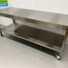 Stainless Steel Mobile Work Table On Wheels 200 x 70 x 85 cm Catering - Image 3