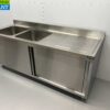 Stainless steel sink double sinks 2 sliding doors Premium-line 200 cm Catering - Image 3