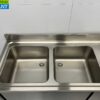 Stainless steel sink double sinks 2 sliding doors Premium-line 200 cm Catering - Image 5