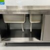 Stainless steel sink double sinks 2 sliding doors Premium-line 200 cm Catering - Image 6