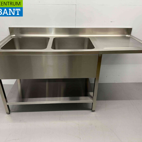 Stainless steel Sink table double sinks Premium-line 180 cm Horeca