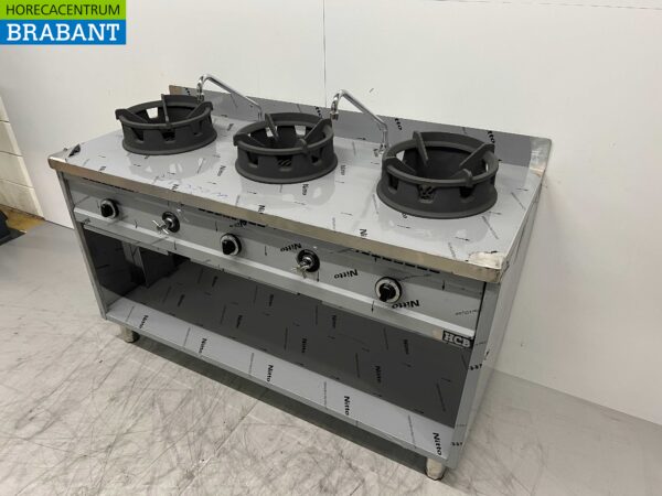 Stainless steel wok table wok stove 3 burners 39 kW 150 cm Gas Horeca - Image 4
