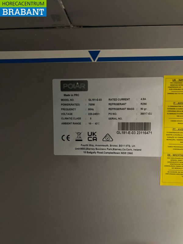 Stainless steel Mobile Polar GL181 Patisserie Freezer Cabinet Freezer 850 liters Catering - Image 5