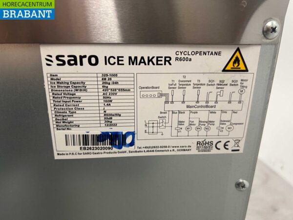 Stainless steel Saro 325-1005 ice cube machine ice cube machine 26 kg p/d 230V Horeca - Image 6
