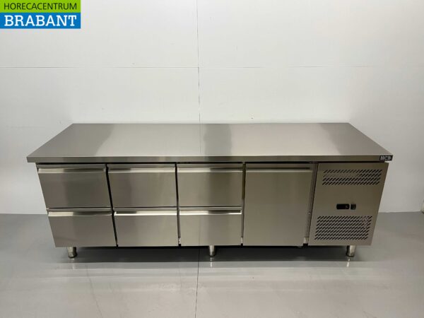 Stainless steel Refrigerated Workbench 6 drawers and 1 door 223 cm 230V Catering