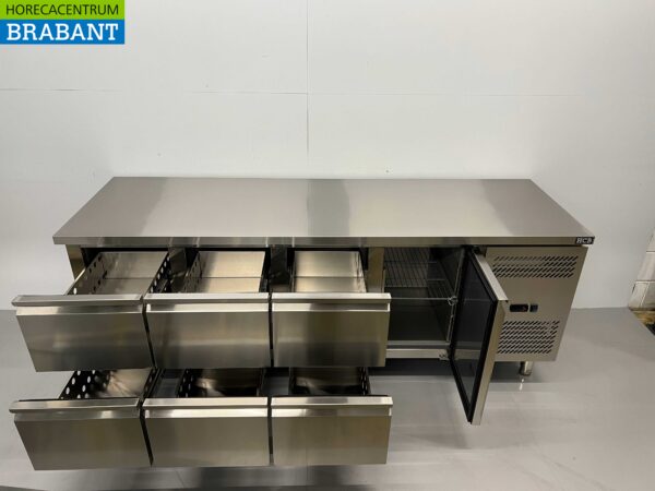 Stainless steel Refrigerated Workbench 6 drawers and 1 door 223 cm 230V Catering - Image 4