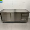 Stainless Steel Work Cupboard Cabinet Work Table Premium-line 2 sliding doors and 3 drawers 180 cm Catering
