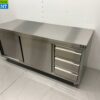 Stainless Steel Work Cupboard Cabinet Work Table Premium-line 2 sliding doors and 3 drawers 180 cm Catering - Image 2
