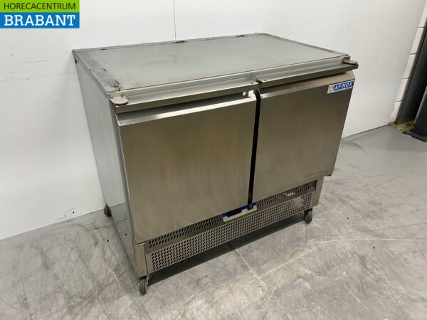 Stainless steel Mobile Afinox Refrigerated Workbench 2 doors 100 cm 230V Horeca - Image 3