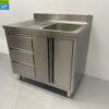 Stainless steel Sink Sink hinged doors and drawers 100 cm Catering - Image 3