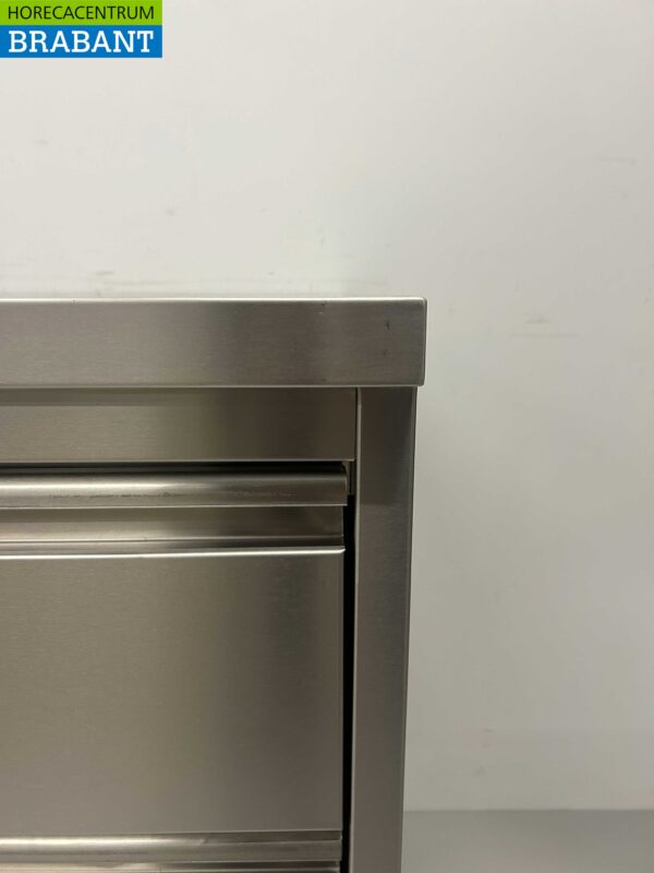 Stainless Steel Work Cupboard Cabinet Work Table 2 sliding doors and 3 drawers and waste bin 200 cm Catering - Image 7