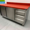 Stainless steel HCB Polyethylene PE Work Cabinet Cabinet Cutting Table 2 sliding doors 3 drawers 160 cm Catering Butchery - Image 2