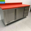 Stainless steel HCB Polyethylene PE Work Cabinet Cabinet Cutting Table 2 sliding doors 3 drawers 160 cm Catering Butchery - Image 3