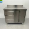 Stainless Steel Work Cupboard Cabinet Work Table 2 folding doors and 3 drawers 100 cm Hospitality