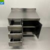 Stainless Steel Work Cupboard Cabinet Work Table 2 folding doors and 3 drawers 100 cm Hospitality - Image 4