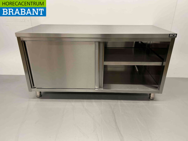 Stainless steel HCB Work Cabinet Cabinet Work Table Premium-line 2 sliding doors 160 cm Catering - Image 4