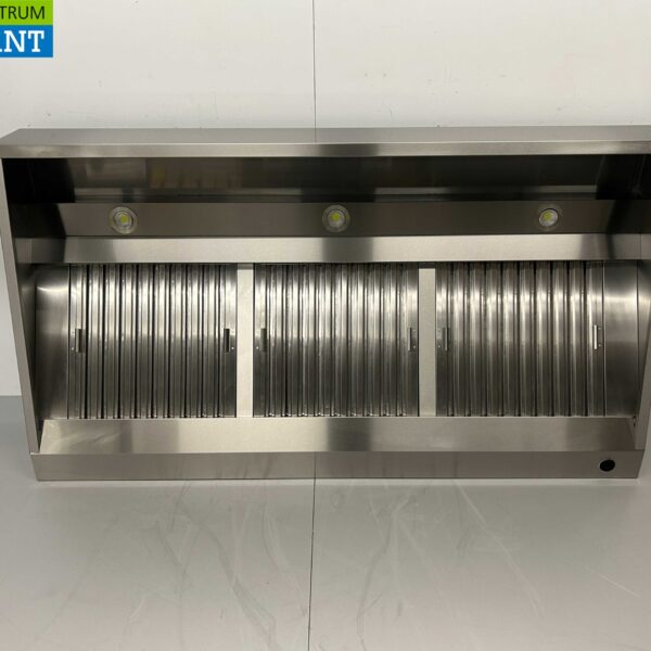 Stainless steel extractor hood Extractor hood with slat filters Premium-line 180 cm Sloping model Horeca
