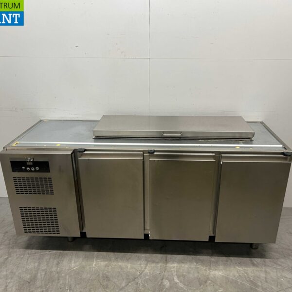 Stainless steel Sagi Refrigerated Workbench 3 doors 185 cm 230V Horeca
