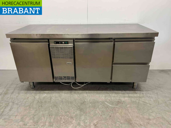 Stainless steel Zanussi Refrigerated Workbench 2 doors and 2 drawers 176 cm 230V Horeca