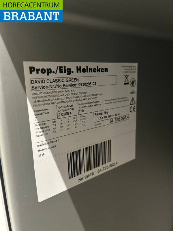 David Refrigerator Refrigerator 130 liters 230V Horeca - Image 5