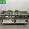 Stainless steel MKN baking line 2 burner stove, 2 x fryer and griddle 400V Horeca