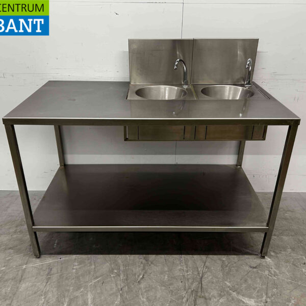 Stainless steel Sink Table Sink double sink 132.5 cm Horeca