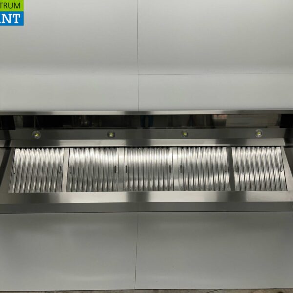 Stainless steel extractor hood Extractor hood with slat filters Premium-line 300 cm Sloping model Horeca