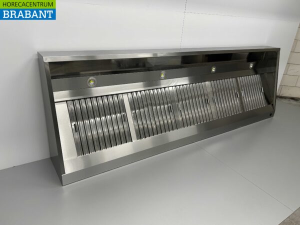 Stainless steel extractor hood Extractor hood with slat filters Premium-line 300 cm Sloping model Horeca - Image 3