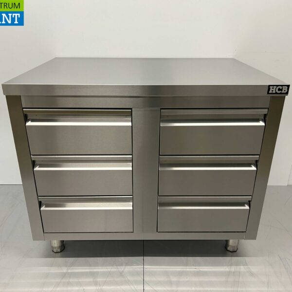 Stainless steel Work Cabinet Worktable Drawer Cabinet Premium-line 6 drawers 1/1 GN 100 cm Catering