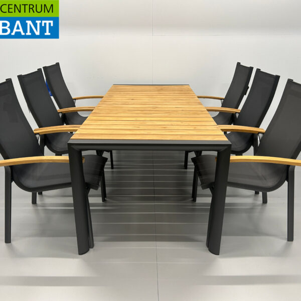 Best Freizeitmöbel Terrace set dining table with 6 chairs Anthracite Teak Horeca