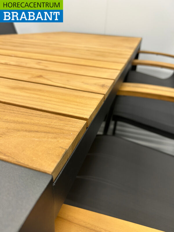 Best Freizeitmöbel Terrace set dining table with 6 chairs Anthracite Teak Horeca - Image 5