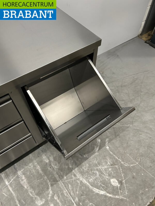 Stainless steel Work Cabinet Cabinet Work Table Waste bin and 3 drawers 100 cm Catering - Image 6