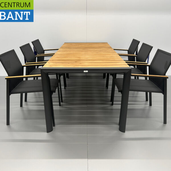 Best Freizeitmöbel Terrace set dining table with 6 chairs Anthracite Teak Horeca