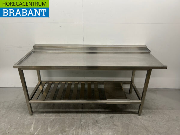 Stainless steel Drainage table tbv pass through dishwasher 196 cm Horeca
