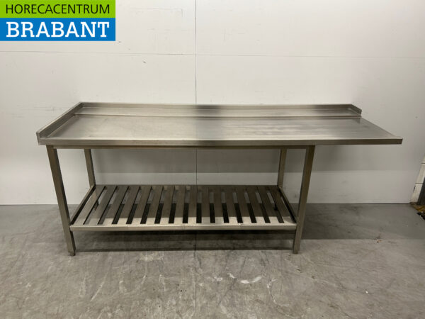 Stainless steel draining table tbv pass through dishwasher 217 cm Horeca