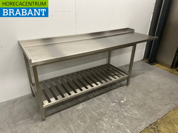 Stainless steel draining table tbv pass through dishwasher 217 cm Horeca - Image 2
