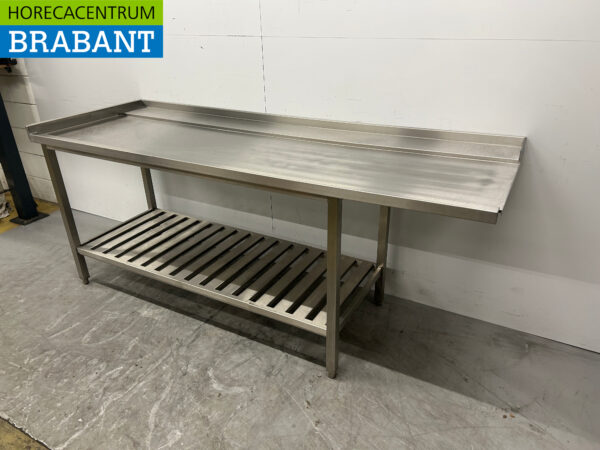 Stainless steel draining table tbv pass through dishwasher 217 cm Horeca - Image 3