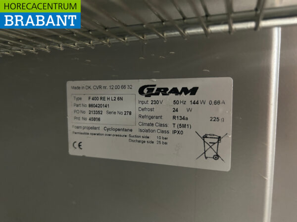 Stainless steel Gram Freezer freezer cabinet 332 liters 230V Horeca - Image 5