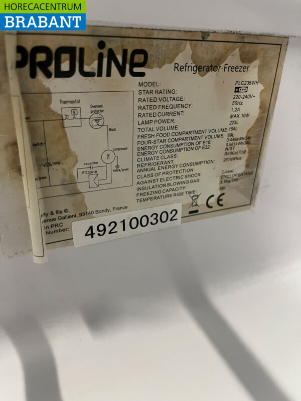 Proline Refrigeration Refrigerator Freezer Combination Freezer 223 liters 230V Horeca - Image 5