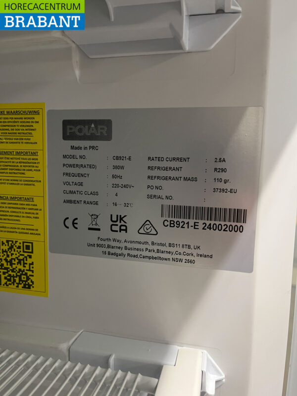 Polar CB921 Double door glass door freezer cabinet Freezer cabinet 365 liters 230V Horeca - Image 6