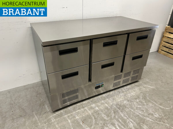 Stainless steel Polar Refrigerated Workbench 6 drawers 137 cm 230V Catering - Image 3