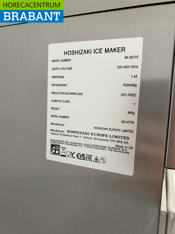 Stainless steel Hoshizaki IM-30CPE with 11.5 kg bunker Produces 30 kg per day 230V Catering - Image 7