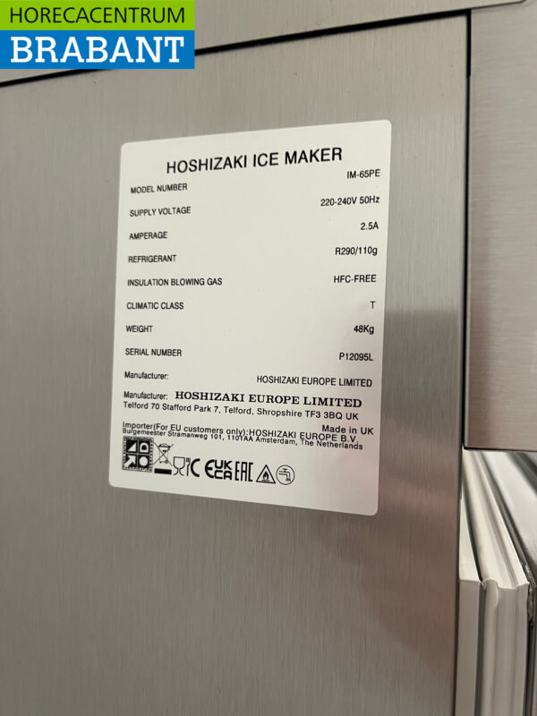 Stainless steel Hoshizaki IM-65PE with 26 kg bunker Produces 58 kg per day 230V Horeca - Image 7