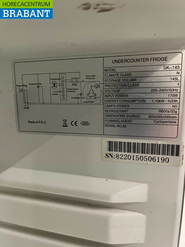 Scancool SK-145 stainless steel Refrigerator Refrigerator 145 liters 230V Catering - Image 5