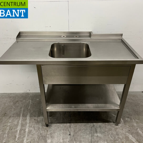 Stainless steel feeding table tbv pass through dishwasher 125,5 cm Horeca