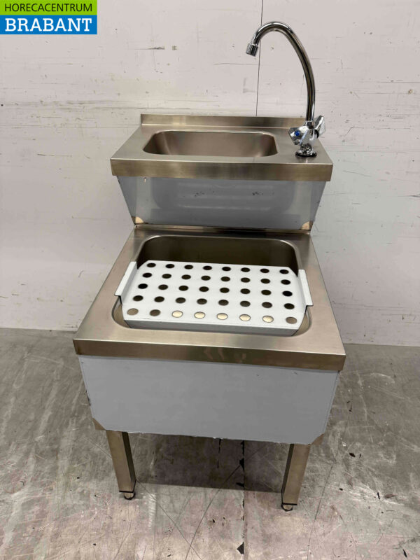 Stainless steel Double Sink Sink Pouring Bowl combi Faucet 50 cm Catering