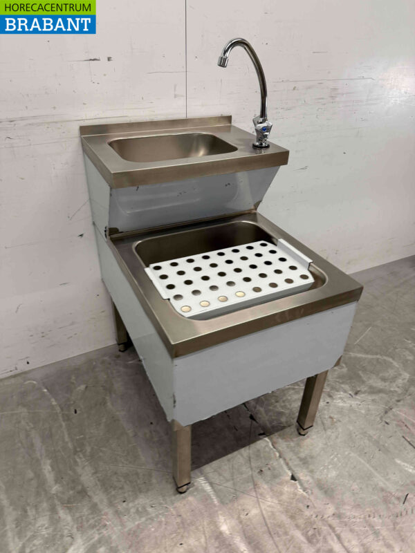 Stainless steel Double Sink Sink Pouring Bowl combi Faucet 50 cm Catering - Image 2
