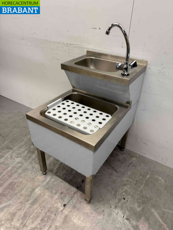 Stainless steel Double Sink Sink Pouring Bowl combi Faucet 50 cm Catering - Image 3