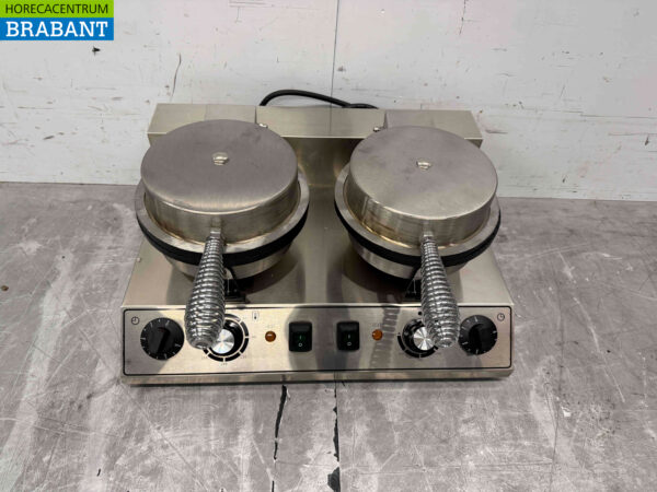 Stainless steel Double Waffle Iron with timer syrup waffle ice cream cone 230V Catering