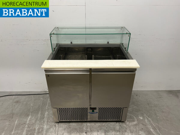 Stainless steel Tecnodom Refrigerated Workbench Saladette 2 doors 90,5 cm 230V Horeca